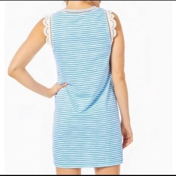 Lilly Pulitzer Agee Dress Blue White Stripe
Sleeveless Eyelet Lace Dress Sz XL - Picture 3 of 6